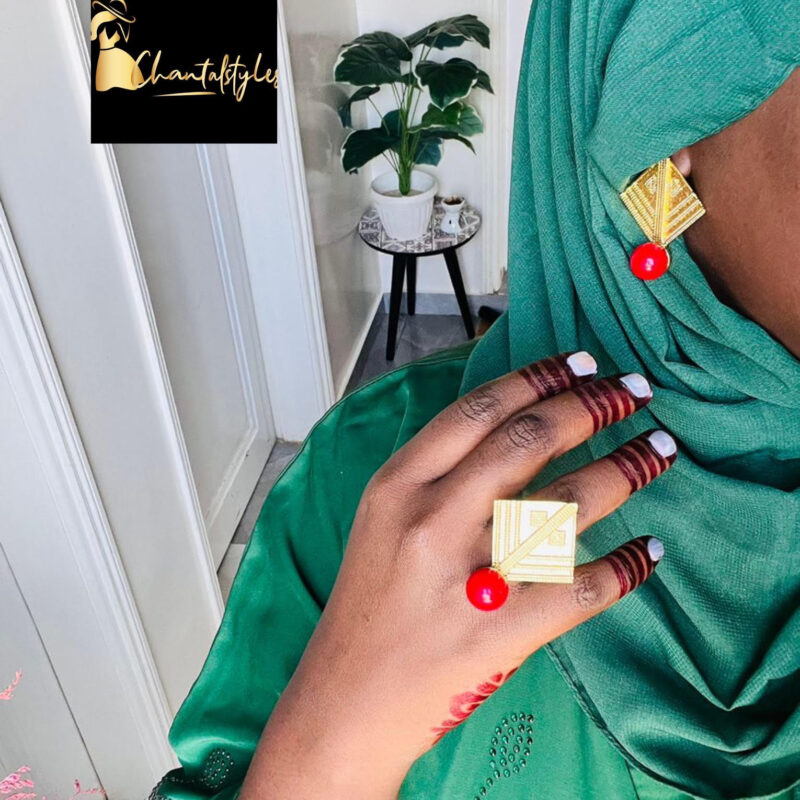 Ensemble boucle d’oreille , bague , acier inoxydable