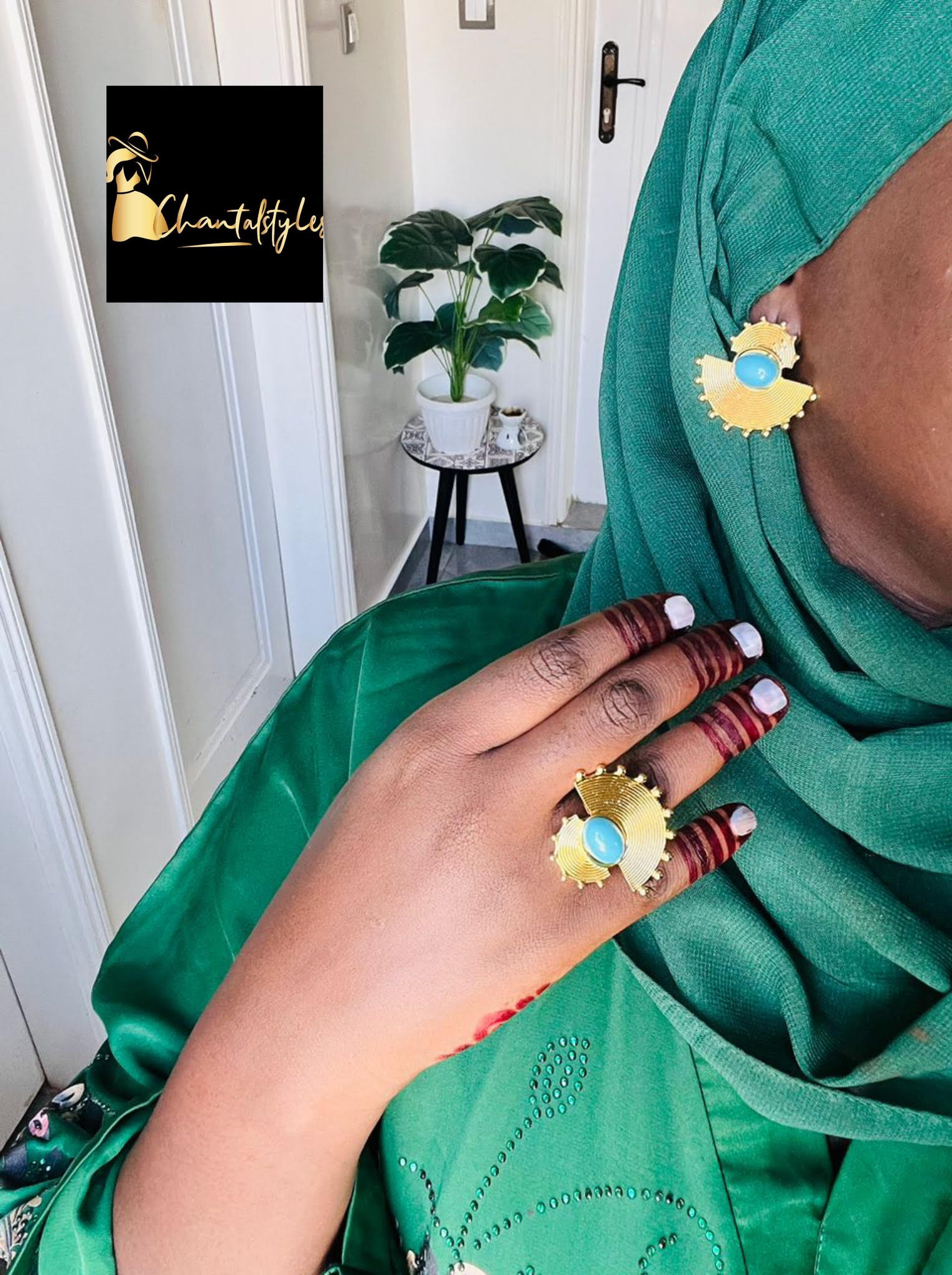 Ensemble boucle d’oreille, bague, acier inoxydable