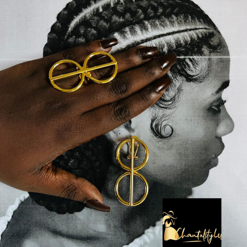 Ensemble acier inoxydable bague, boucle d’oreille