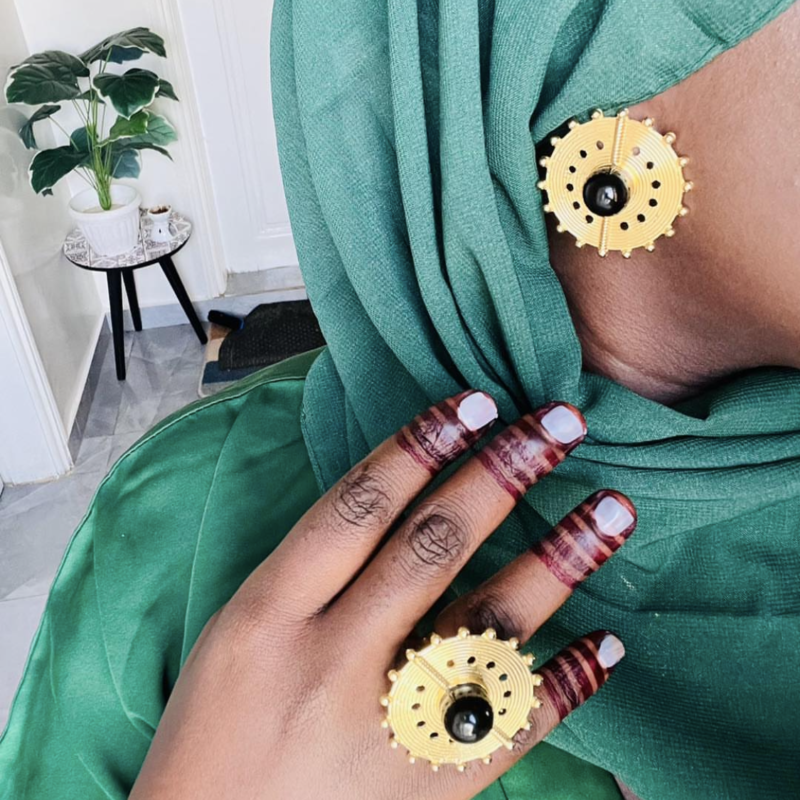 Ensemble boucle d’oreille, bague, acier inoxydable