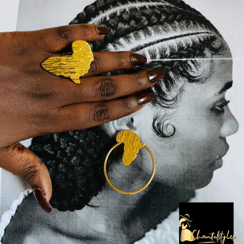 Ensemble acier inoxydable bague, boucle d’oreille