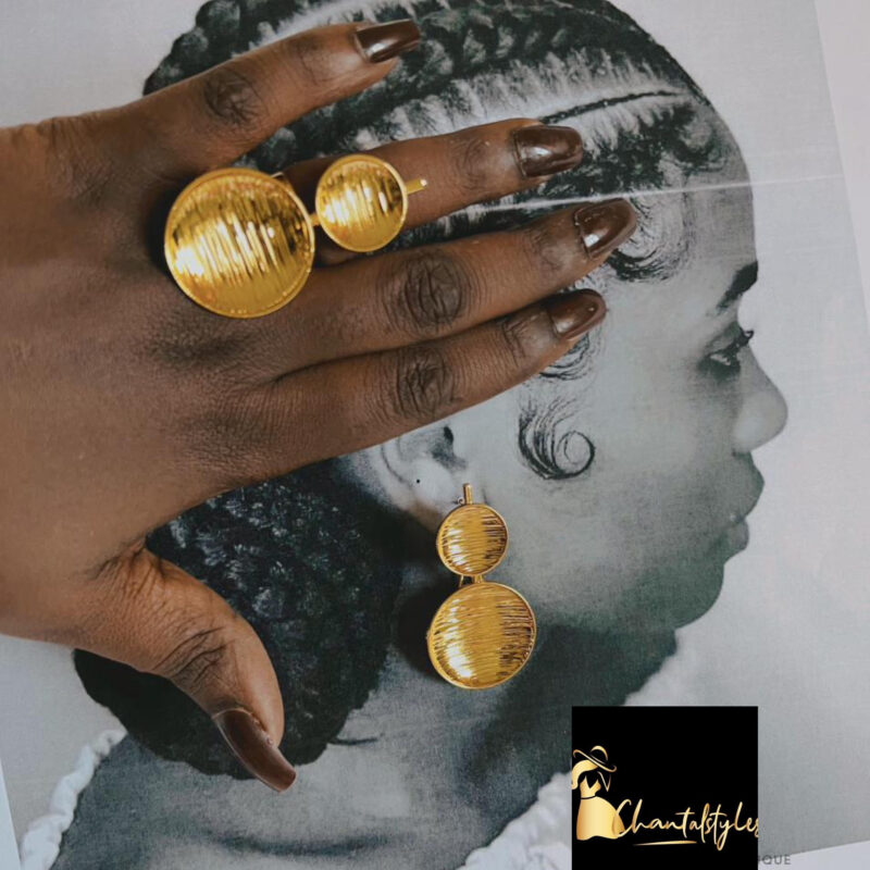 Ensemble acier inoxydable bague, boucle d’oreille