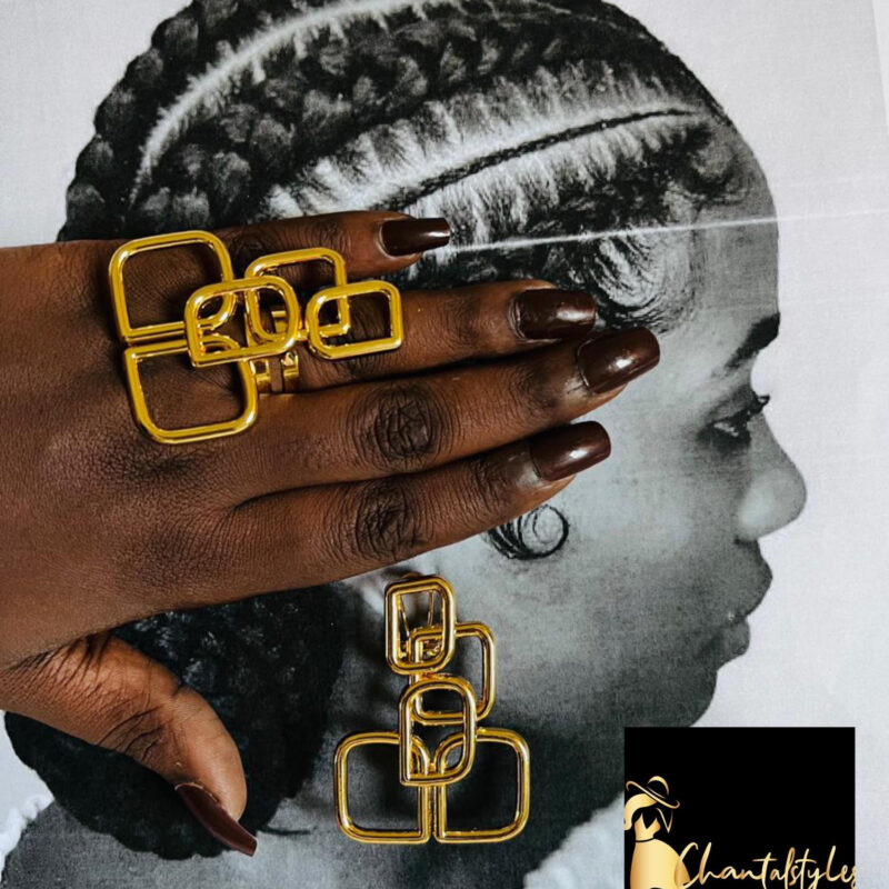 Ensemble acier inoxydable bague, boucle d’oreille